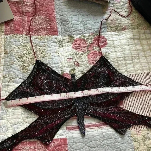 Vintage Caché Silk Butterfly Beaded Top - Picture 3 of 9